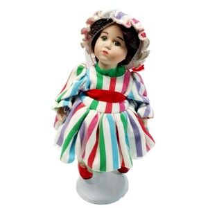 Vintage PIXIE STIX Porcelain Baby Doll Retired KATHLEEN STAYTON 11in Tall Stand